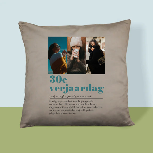 Fotocollage: 30E Verjaardag Definitie - Kussen (Foto)