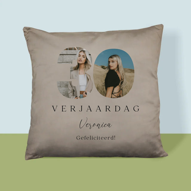 Woord Van Foto'S: 30E Verjaardag Handtekening - Kussen (Foto)