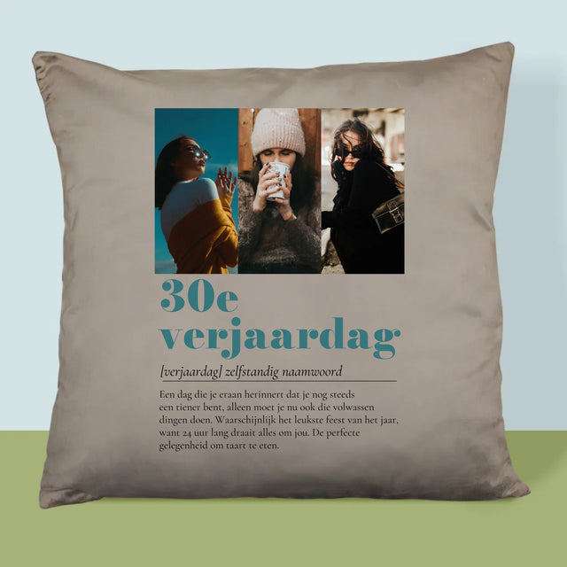 Fotocollage: 30E Verjaardag Definitie - Kussen (Foto)