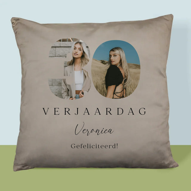 Woord Van Foto'S: 30E Verjaardag Handtekening - Kussen (Foto)