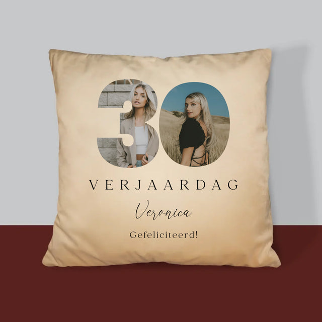 Woord Van Foto'S: 30E Verjaardag Handtekening - Kussen (Foto)
