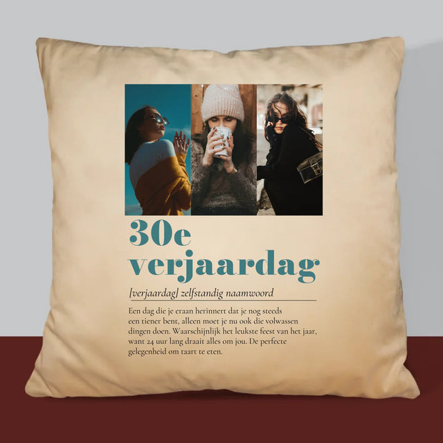 Fotocollage: 30E Verjaardag Definitie - Kussen (Foto)