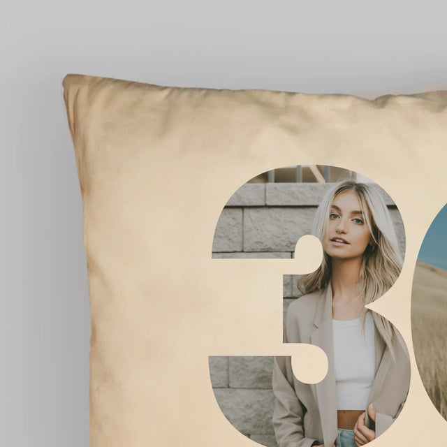 Woord Van Foto'S: 30E Verjaardag Handtekening - Kussen (Foto)