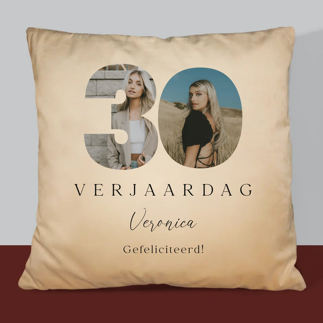Woord Van Foto'S: 30E Verjaardag Handtekening - Kussen (Foto)