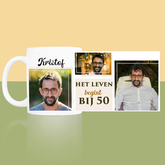 Fotocollage: Het Leven Begint Bij 50 - Mok