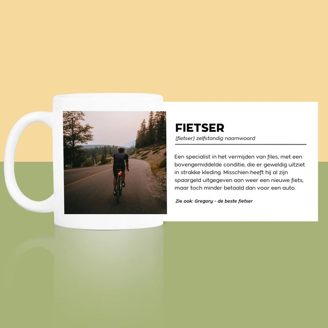 Foto En Handtekening: Definitie Fietser - Mok