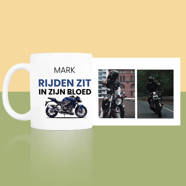 Fotocollage: Rijden Zit In Zijn Bloed - Mok