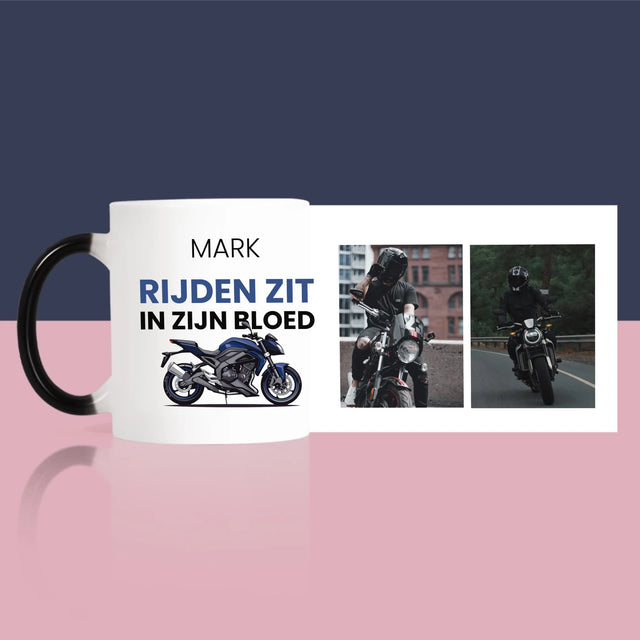 Fotocollage: Rijden Zit In Zijn Bloed - Mok