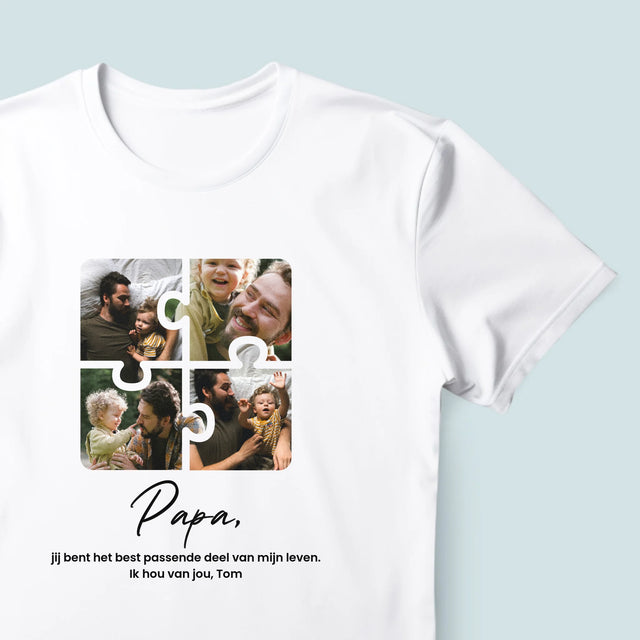 Fotocollage: Fotopuzzel, Papa - T-Shirt Voor Heren