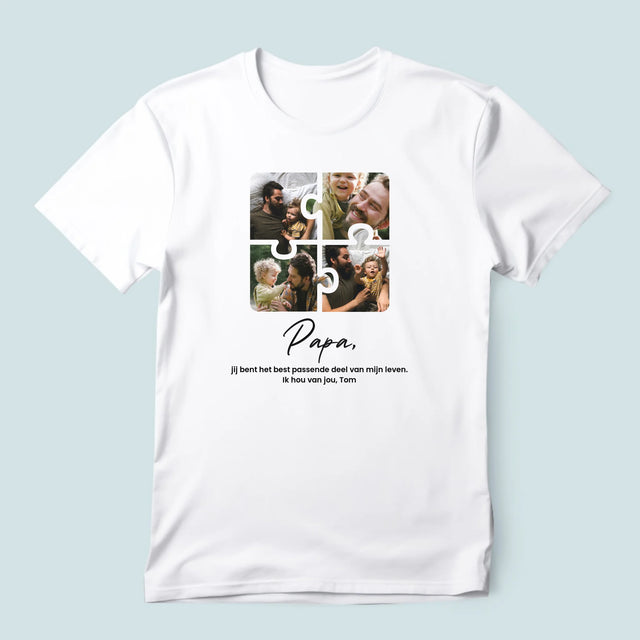 Fotocollage: Fotopuzzel, Papa - T-Shirt Voor Heren