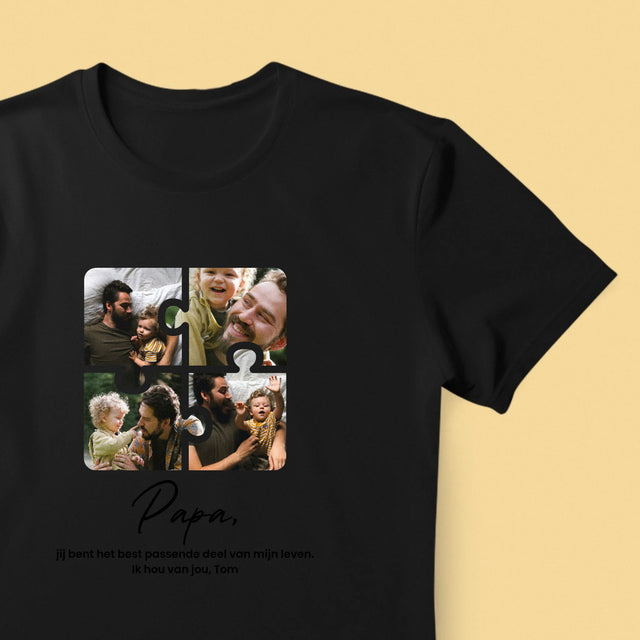 Fotocollage: Fotopuzzel, Papa - T-Shirt Voor Heren