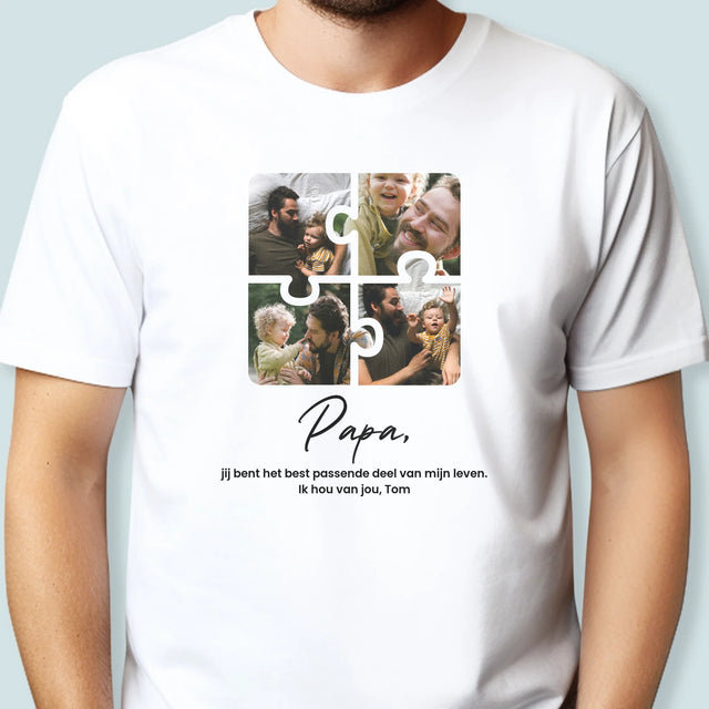 Fotocollage: Fotopuzzel, Papa - T-Shirt Voor Heren