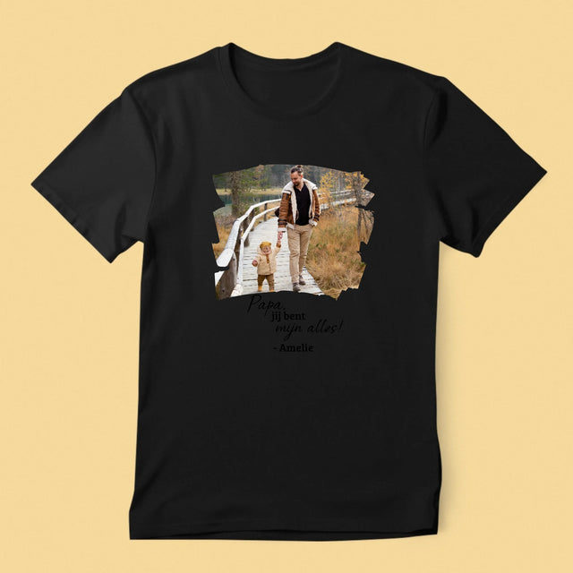 Foto En Handtekening: Kaartje Voor Papa - T-Shirt Voor Heren