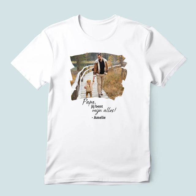 Foto En Handtekening: Kaartje Voor Papa - T-Shirt Voor Heren