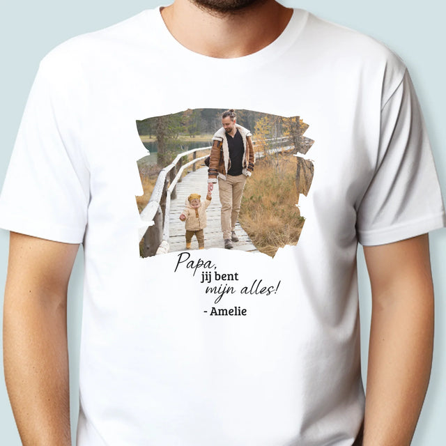 Foto En Handtekening: Kaartje Voor Papa - T-Shirt Voor Heren