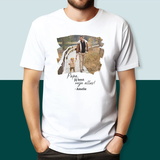 Foto En Handtekening: Kaartje Voor Papa - T-Shirt Voor Heren