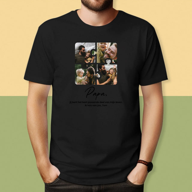 Fotocollage: Fotopuzzel, Papa - T-Shirt Voor Heren