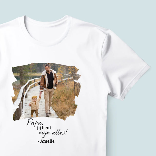Foto En Handtekening: Kaartje Voor Papa - T-Shirt Voor Heren