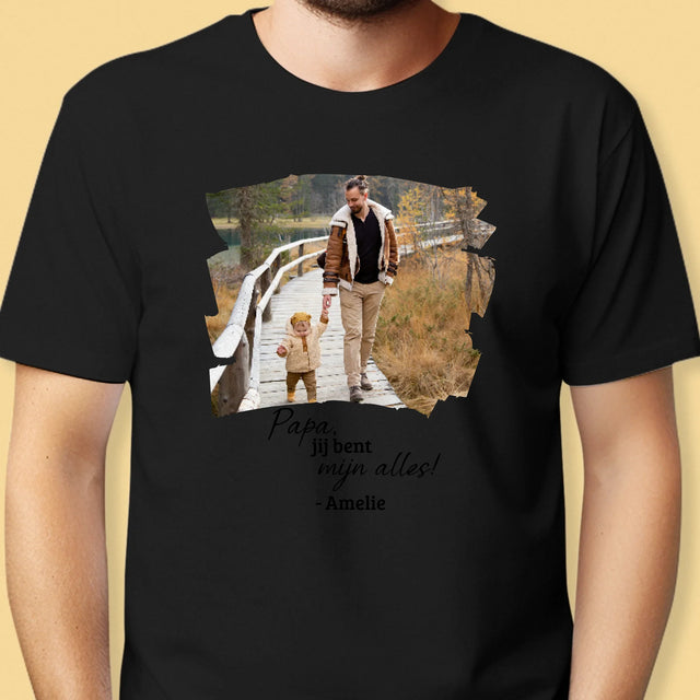 Foto En Handtekening: Kaartje Voor Papa - T-Shirt Voor Heren