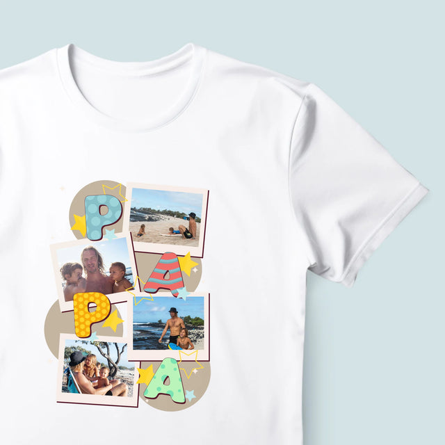 Fotocollage: Letters Papa - T-Shirt Voor Heren