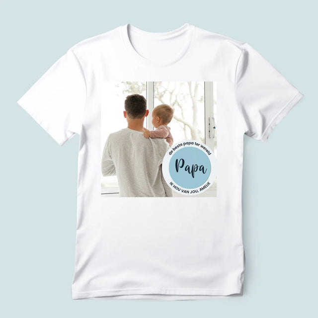 Foto En Handtekening: De Beste Papa Ter Wereld - T-Shirt Voor Heren