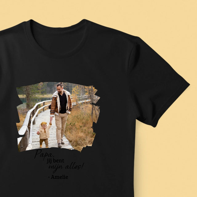 Foto En Handtekening: Kaartje Voor Papa - T-Shirt Voor Heren