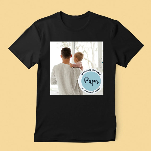 Foto En Handtekening: De Beste Papa Ter Wereld - T-Shirt Voor Heren