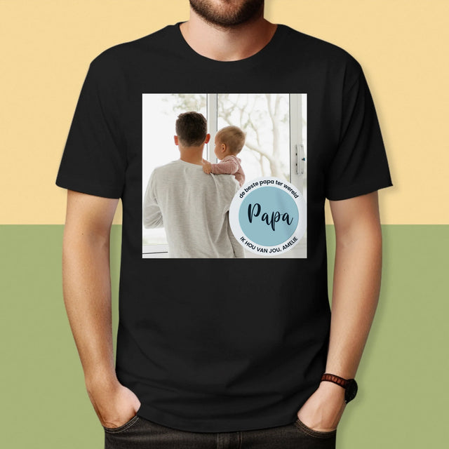 Foto En Handtekening: De Beste Papa Ter Wereld - T-Shirt Voor Heren
