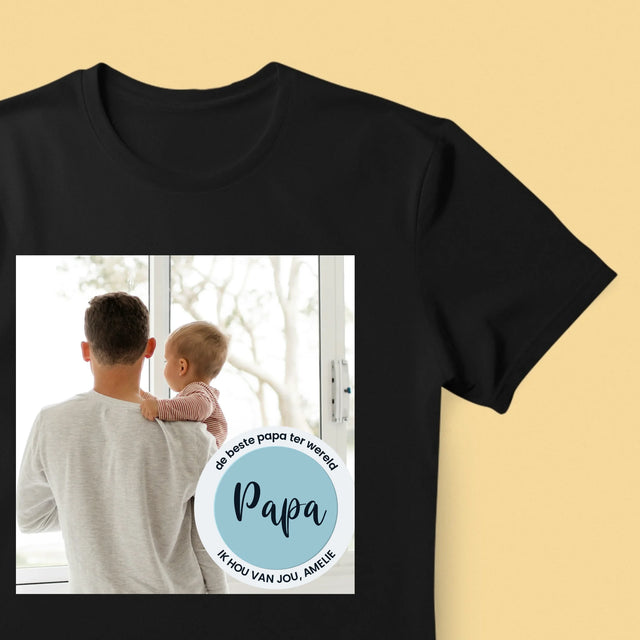 Foto En Handtekening: De Beste Papa Ter Wereld - T-Shirt Voor Heren