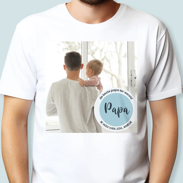 Foto En Handtekening: De Beste Papa Ter Wereld - T-Shirt Voor Heren