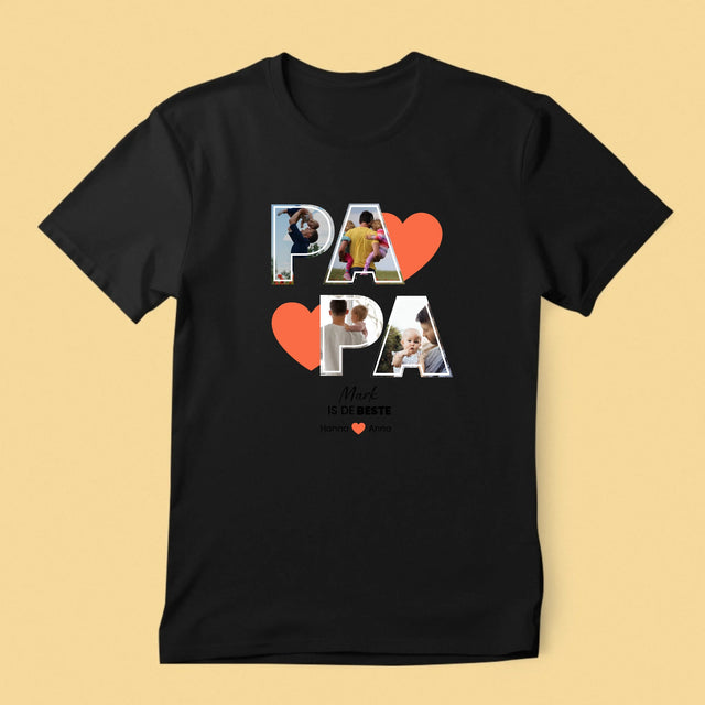 Fotocollage: Papa Is De Beste - T-Shirt Voor Heren
