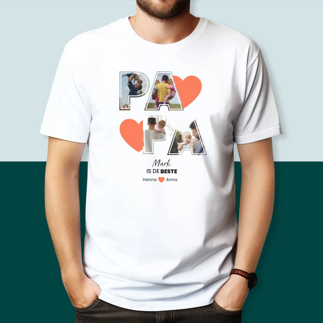 Fotocollage: Papa Is De Beste - T-Shirt Voor Heren