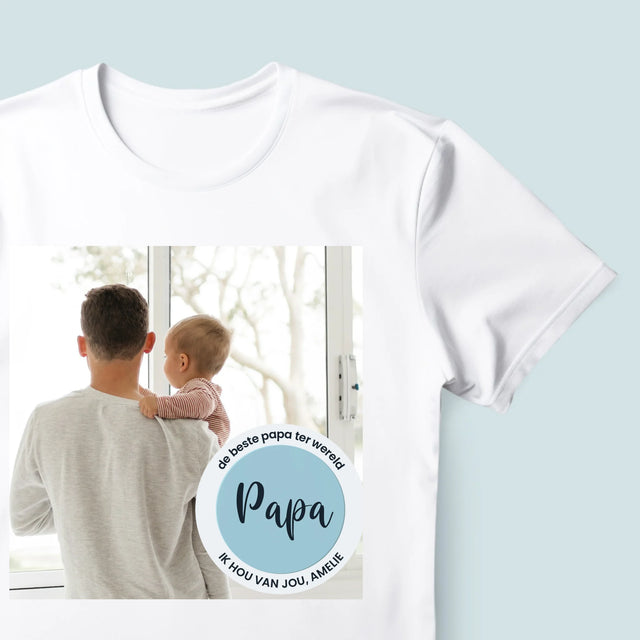 Foto En Handtekening: De Beste Papa Ter Wereld - T-Shirt Voor Heren