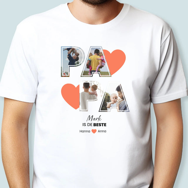 Fotocollage: Papa Is De Beste - T-Shirt Voor Heren