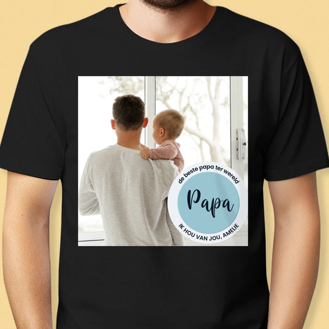 Foto En Handtekening: De Beste Papa Ter Wereld - T-Shirt Voor Heren
