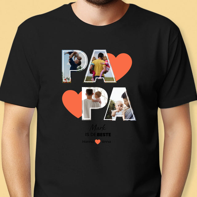 Fotocollage: Papa Is De Beste - T-Shirt Voor Heren