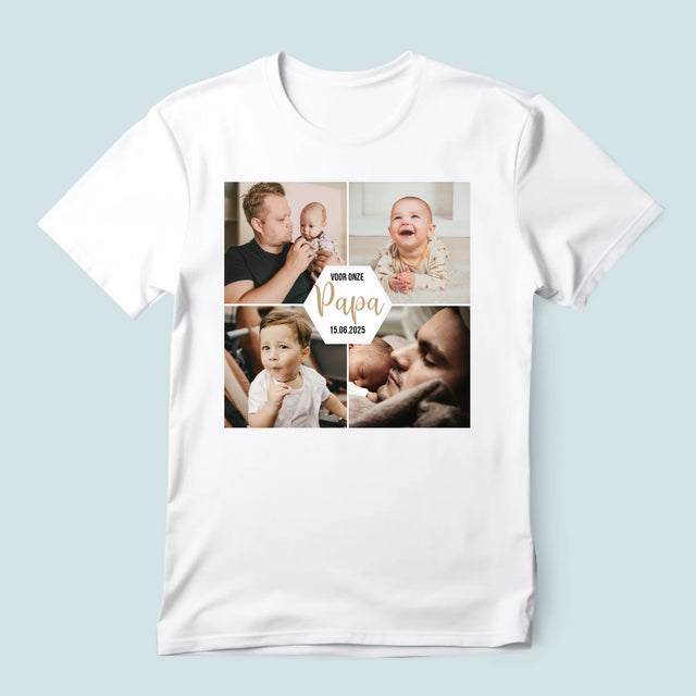 Fotocollage: Voor Onze Papa - T-Shirt Voor Heren