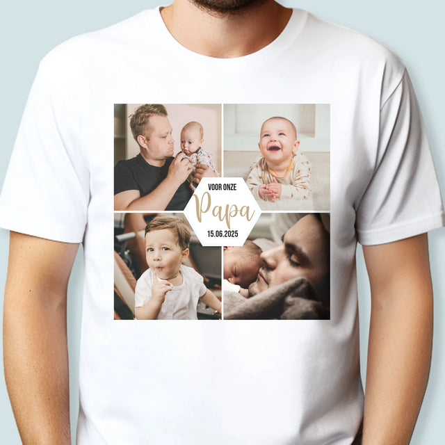 Fotocollage: Voor Onze Papa - T-Shirt Voor Heren