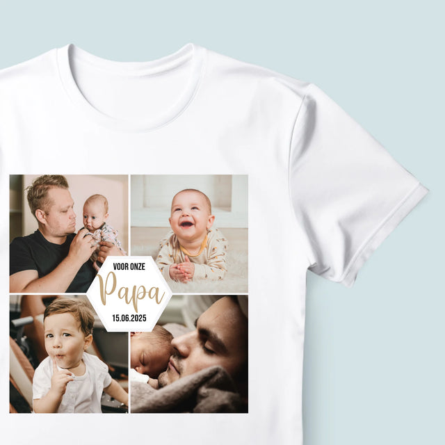 Fotocollage: Voor Onze Papa - T-Shirt Voor Heren