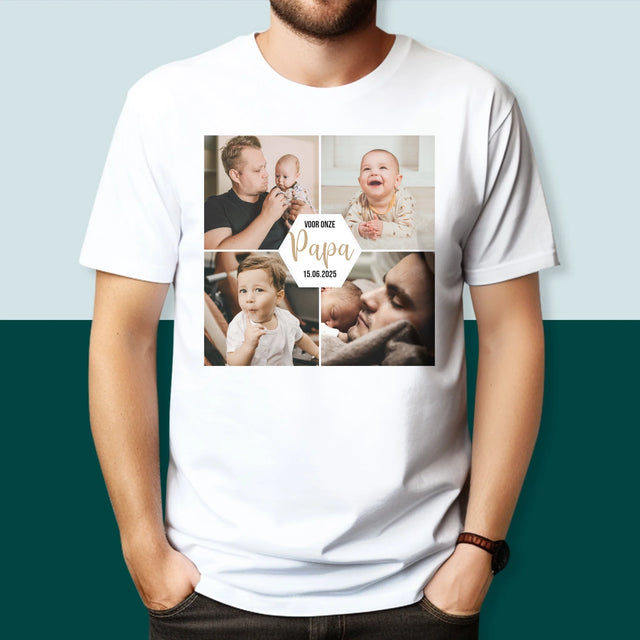 Fotocollage: Voor Onze Papa - T-Shirt Voor Heren