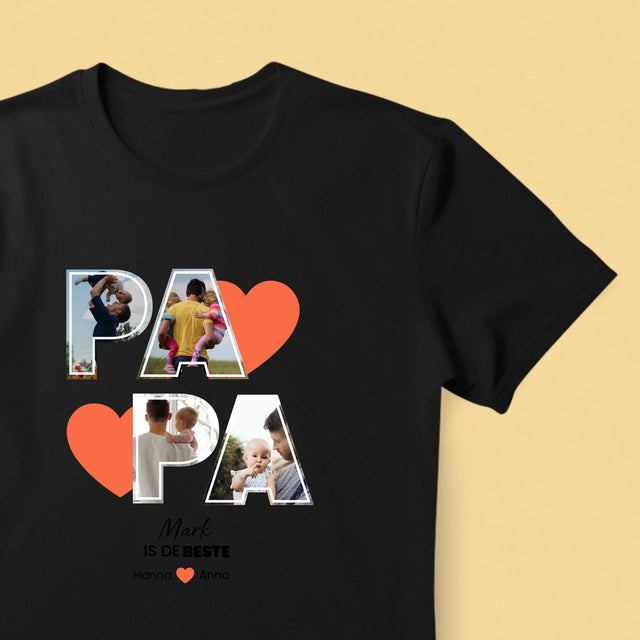 Fotocollage: Papa Is De Beste - T-Shirt Voor Heren