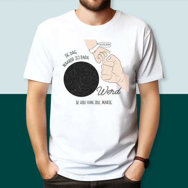 Starrenkaart: De Dag Waarop Jij Papa Werd - T-Shirt Voor Heren
