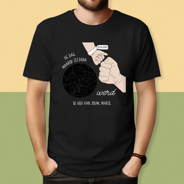 Starrenkaart: De Dag Waarop Jij Papa Werd - T-Shirt Voor Heren