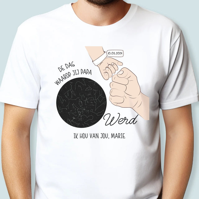 Starrenkaart: De Dag Waarop Jij Papa Werd - T-Shirt Voor Heren