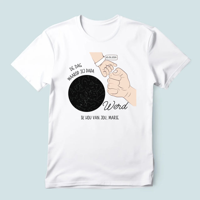 Starrenkaart: De Dag Waarop Jij Papa Werd - T-Shirt Voor Heren