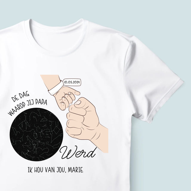 Starrenkaart: De Dag Waarop Jij Papa Werd - T-Shirt Voor Heren
