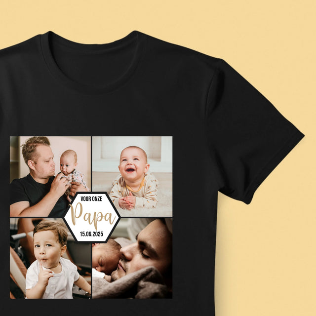 Fotocollage: Voor Onze Papa - T-Shirt Voor Heren