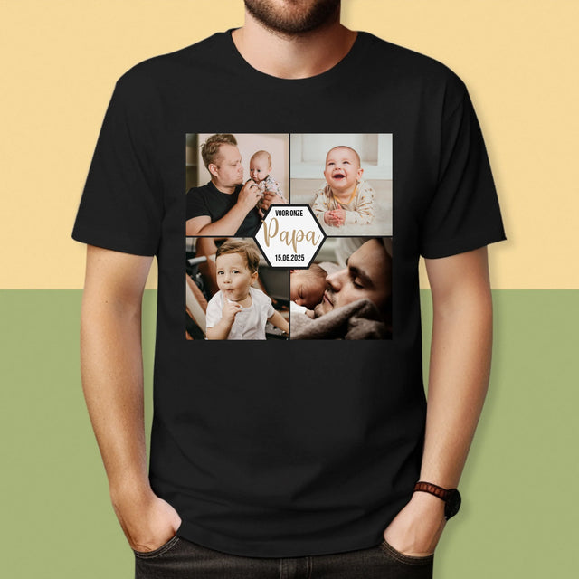 Fotocollage: Voor Onze Papa - T-Shirt Voor Heren