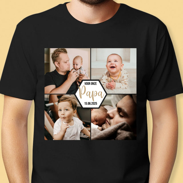 Fotocollage: Voor Onze Papa - T-Shirt Voor Heren