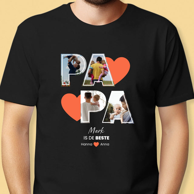 Fotocollage: Papa Is De Beste - T-Shirt Voor Heren